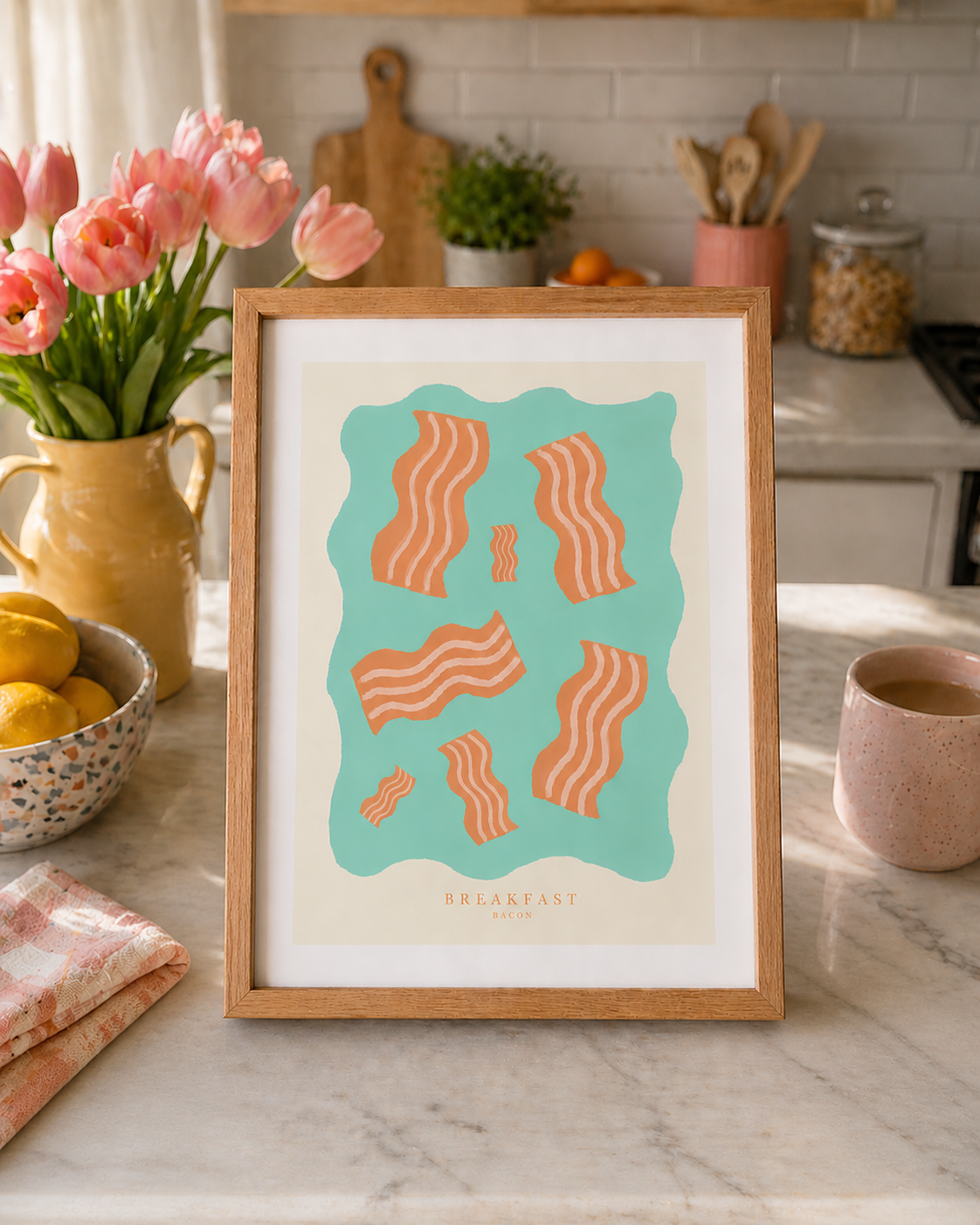 Playful Bacon Breakfast Art Print – A4
