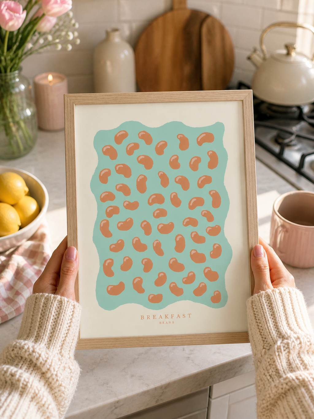 Playful Beans Breakfast Art Print – A4