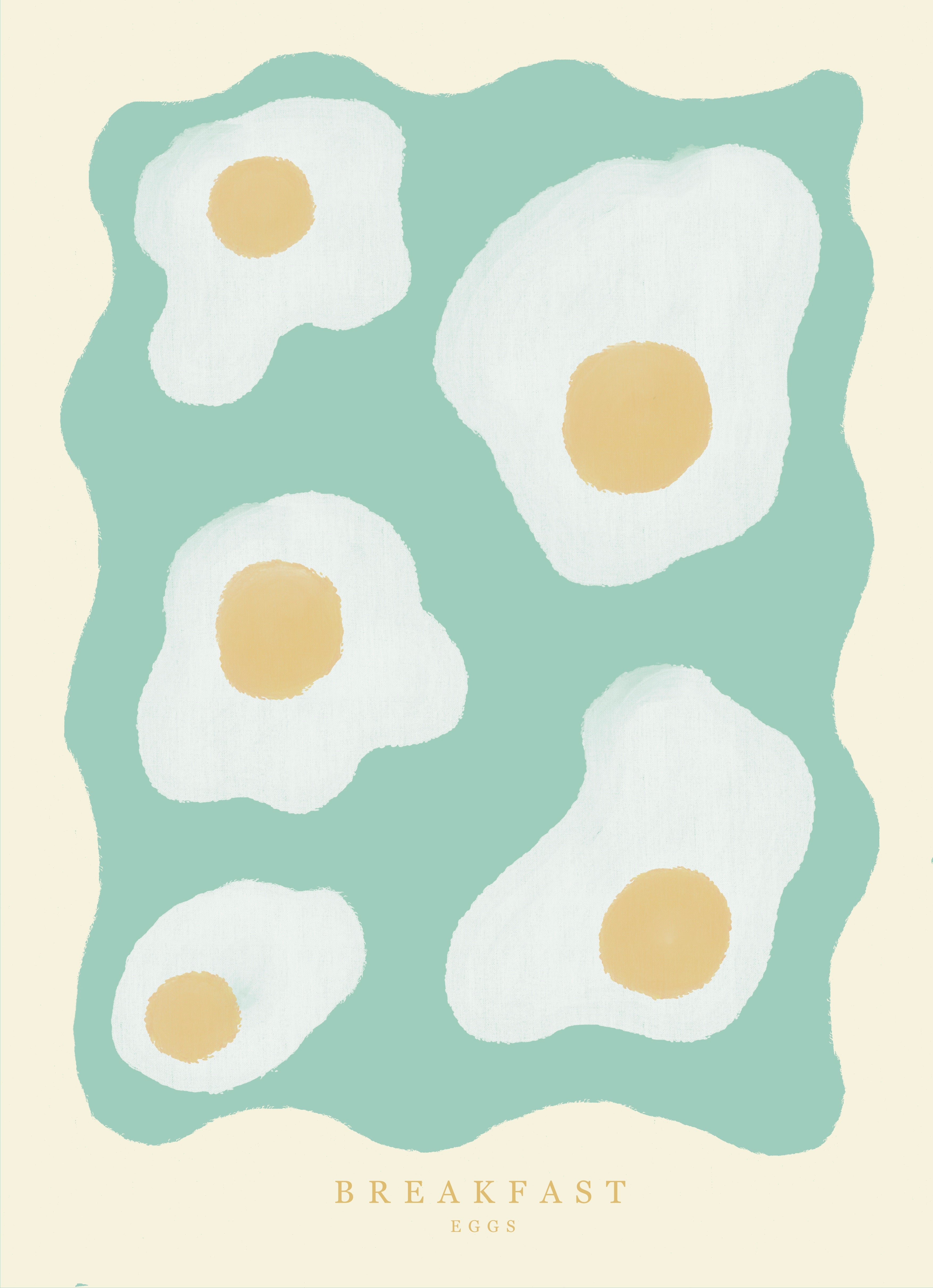 Minimalist Fried Egg Art Print – A4 Wall Decor from the Breakfast Series