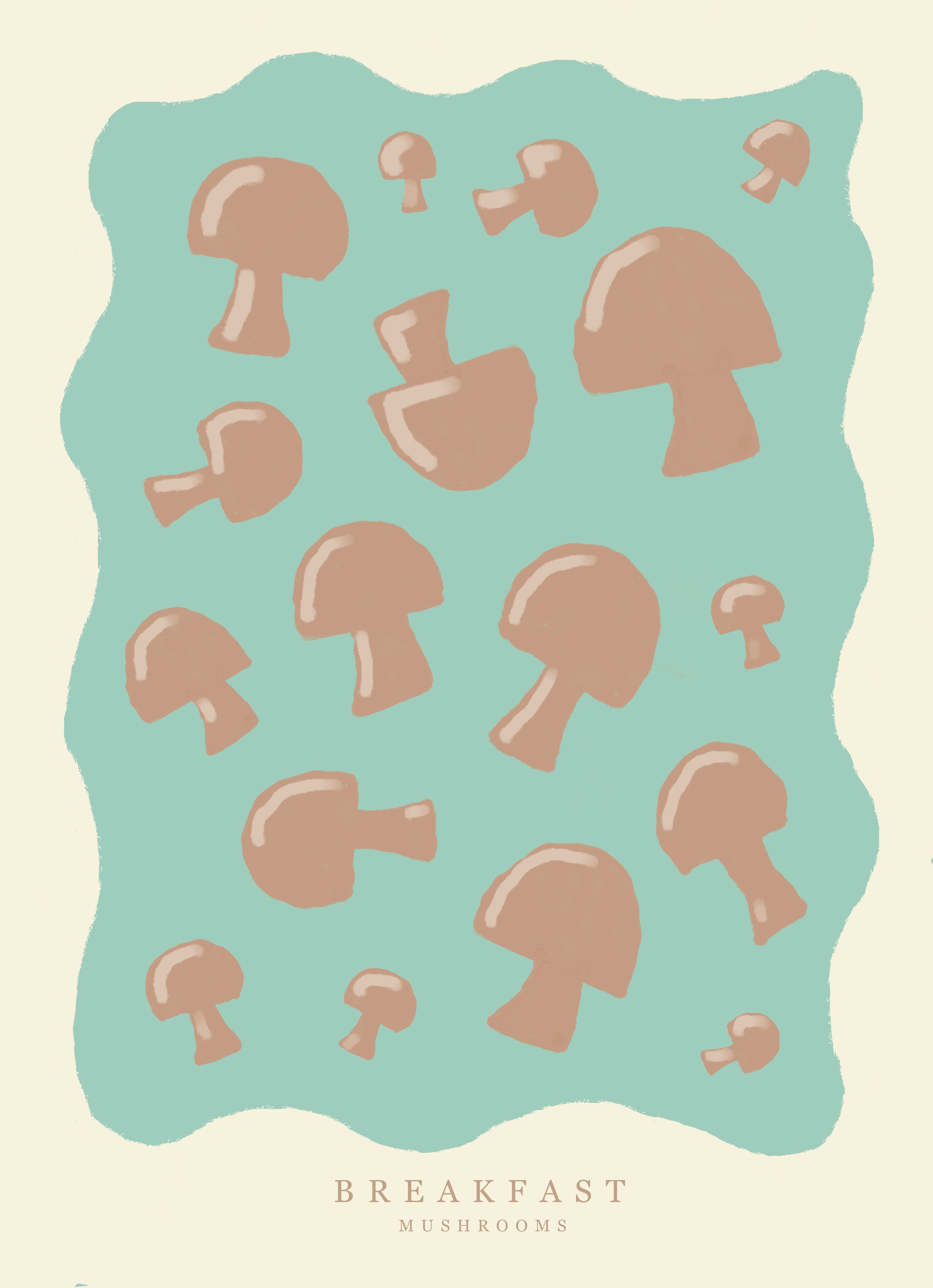 Charming Mushroom Breakfast Art Print – A4