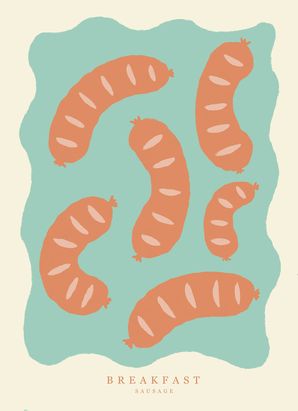 Whimsical Sausage Breakfast Art Print – A4