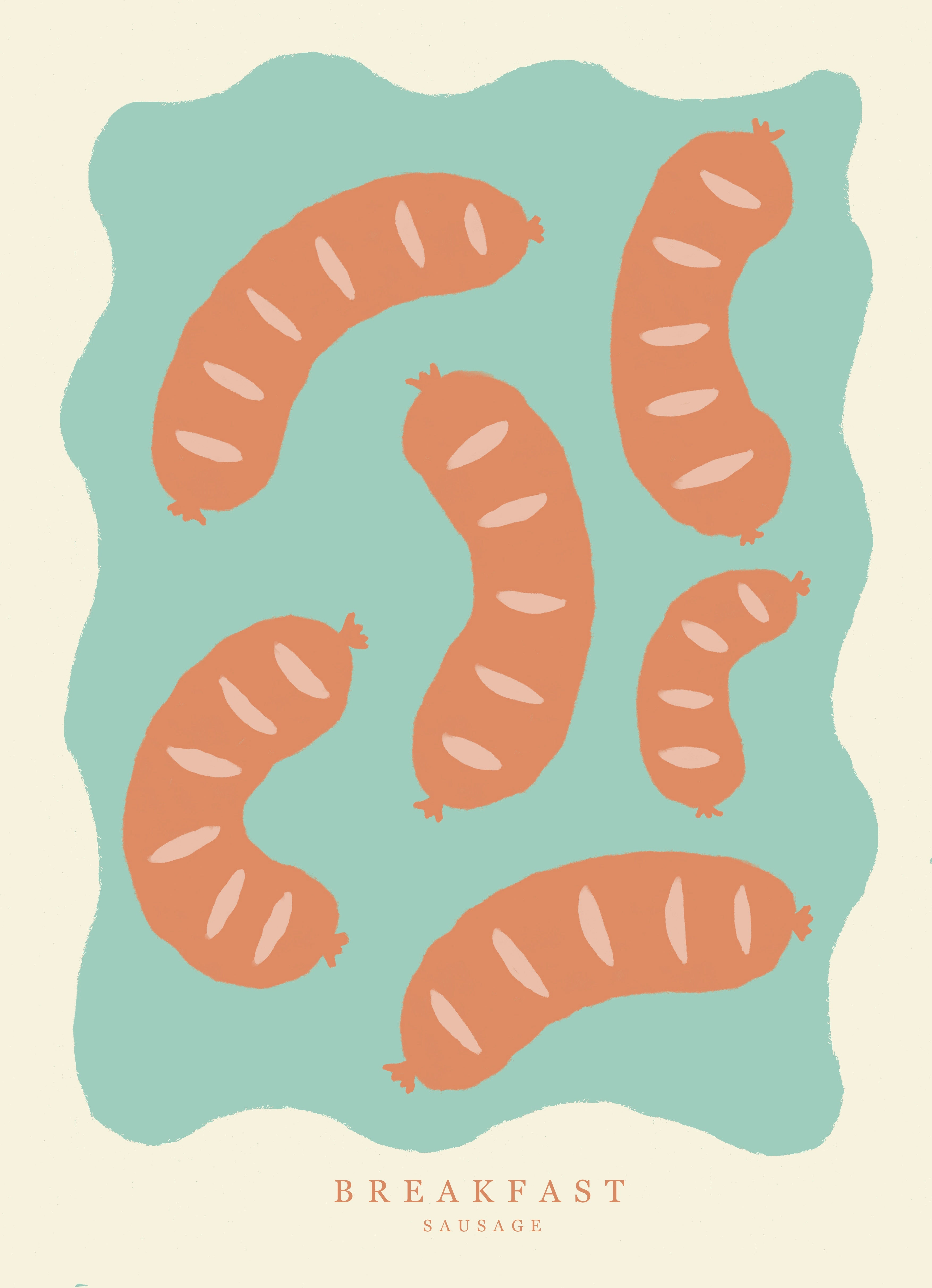 Whimsical Sausage Breakfast Art Print – A4