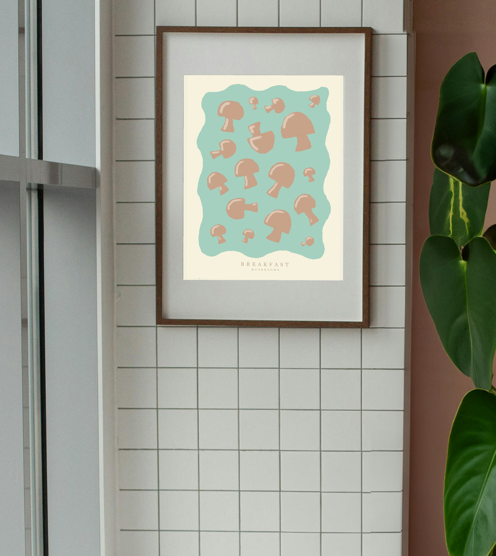 Charming Mushroom Breakfast Art Print – A4