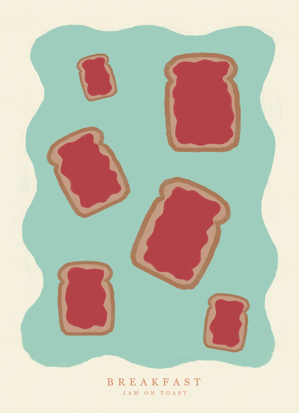 Minimalist Jam on Toast Art Print – A4 Wall Decor from the Breakfast Series