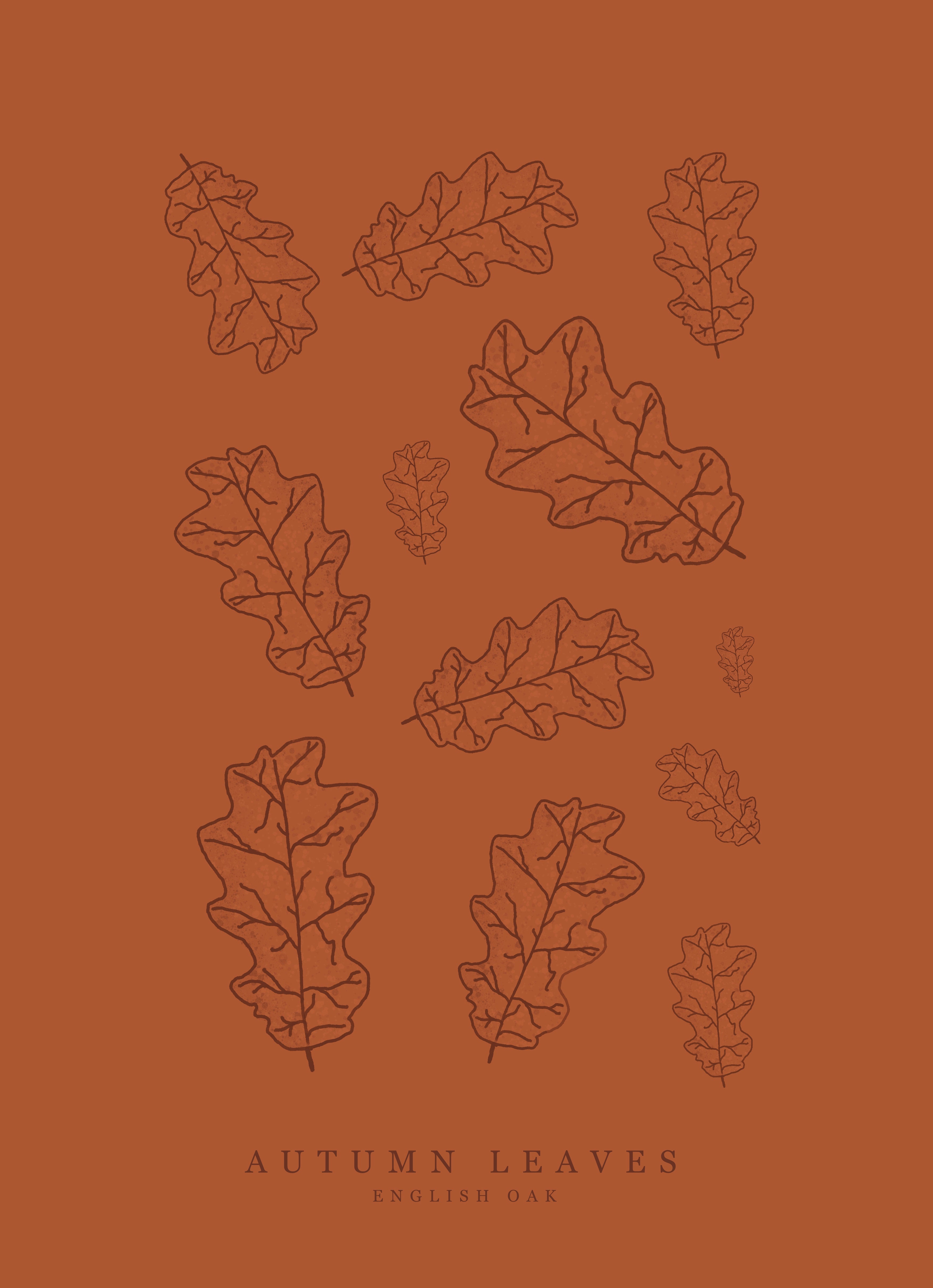 English Oak Leaf Art Print – Sustainable Handcrafted A4 Artwork