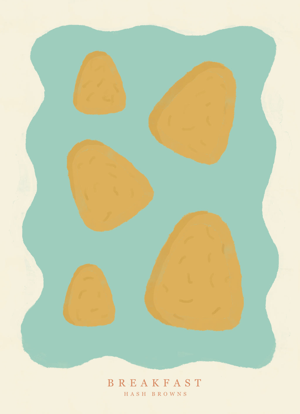 Minimalist Hash Brown Art Print – A4 Wall Decor from the Breakfast Series