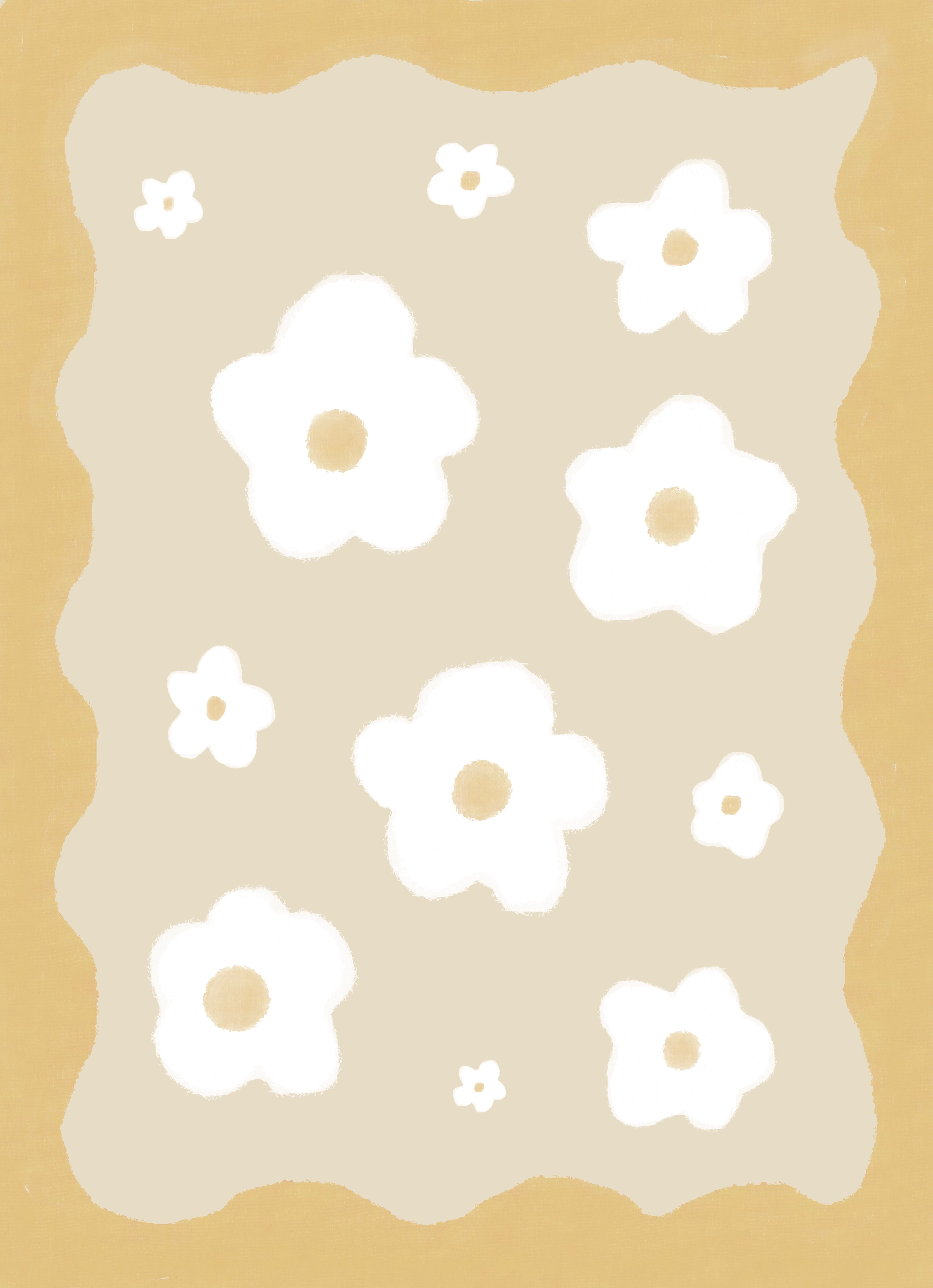 Minimalist Daisy Flower Wall Art Print – Soft Yellow Aesthetic Poster for Cozy Home Decor