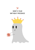 Here’s Your Birthday Presence Card – Funny Illustrated A6 Birthday Card