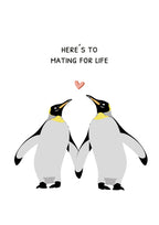 Here’s To Mating For Life Card – Illustrated Penguin A6 Greeting Card