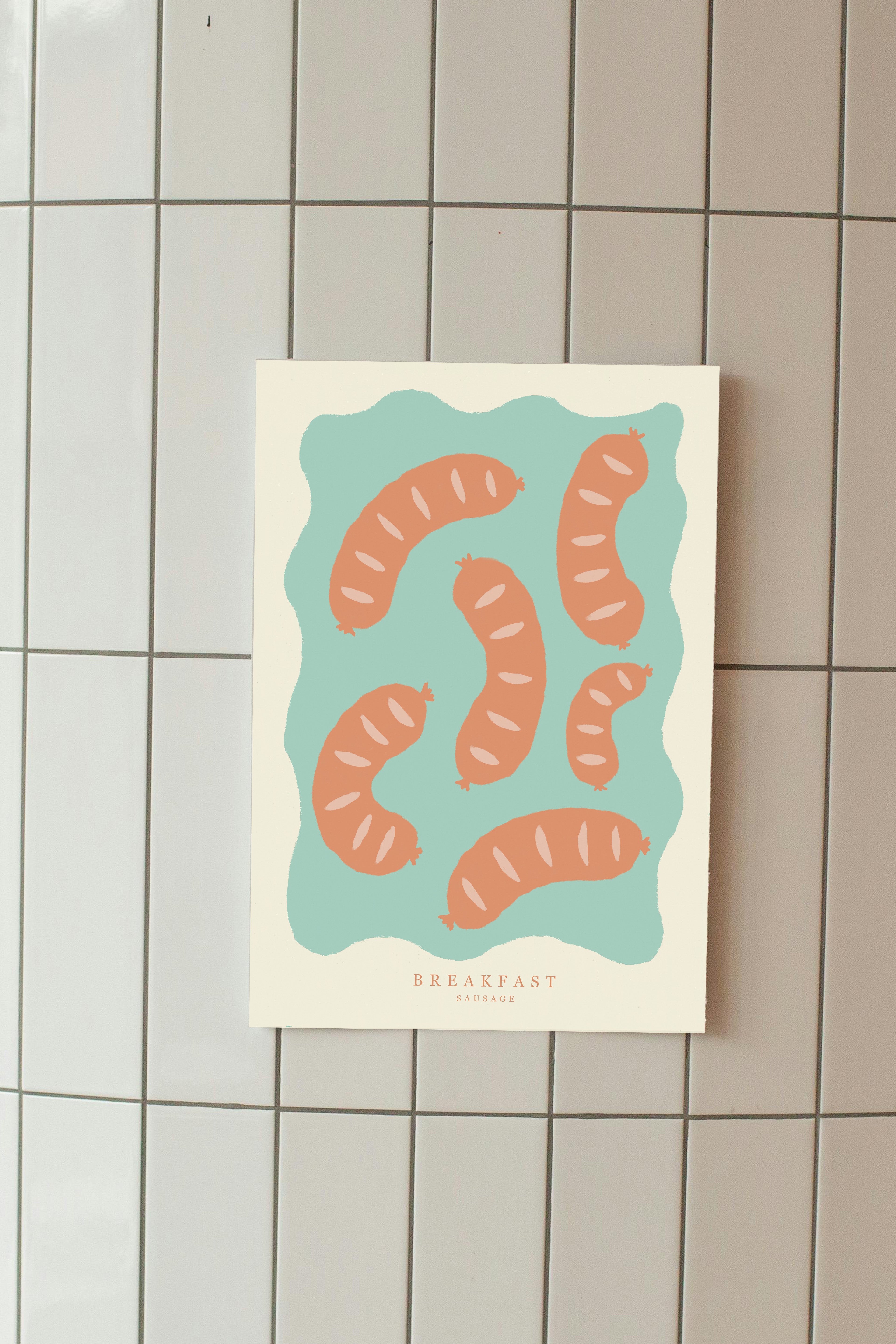 Whimsical Sausage Breakfast Art Print – A4